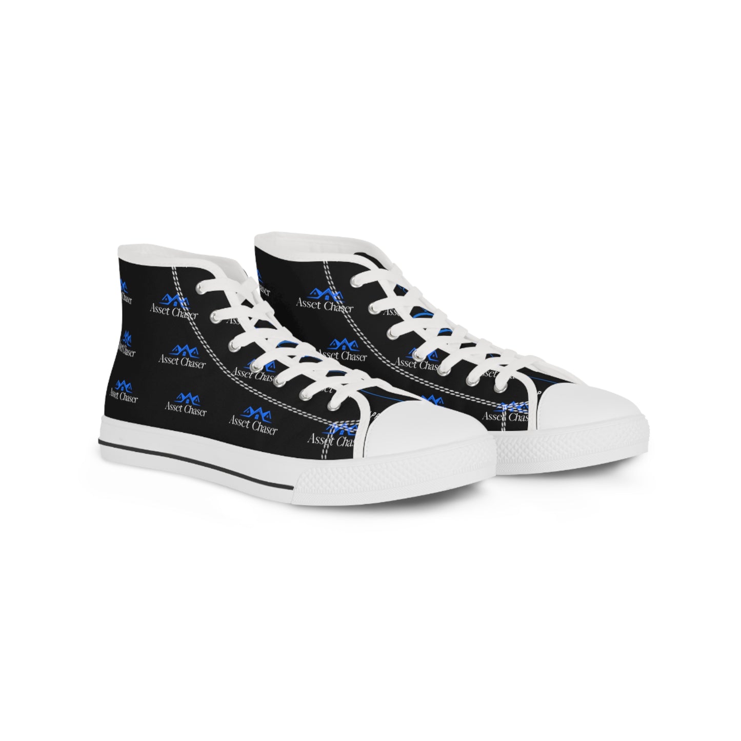 Men's High Top Sneakers (Blue/Black Print)