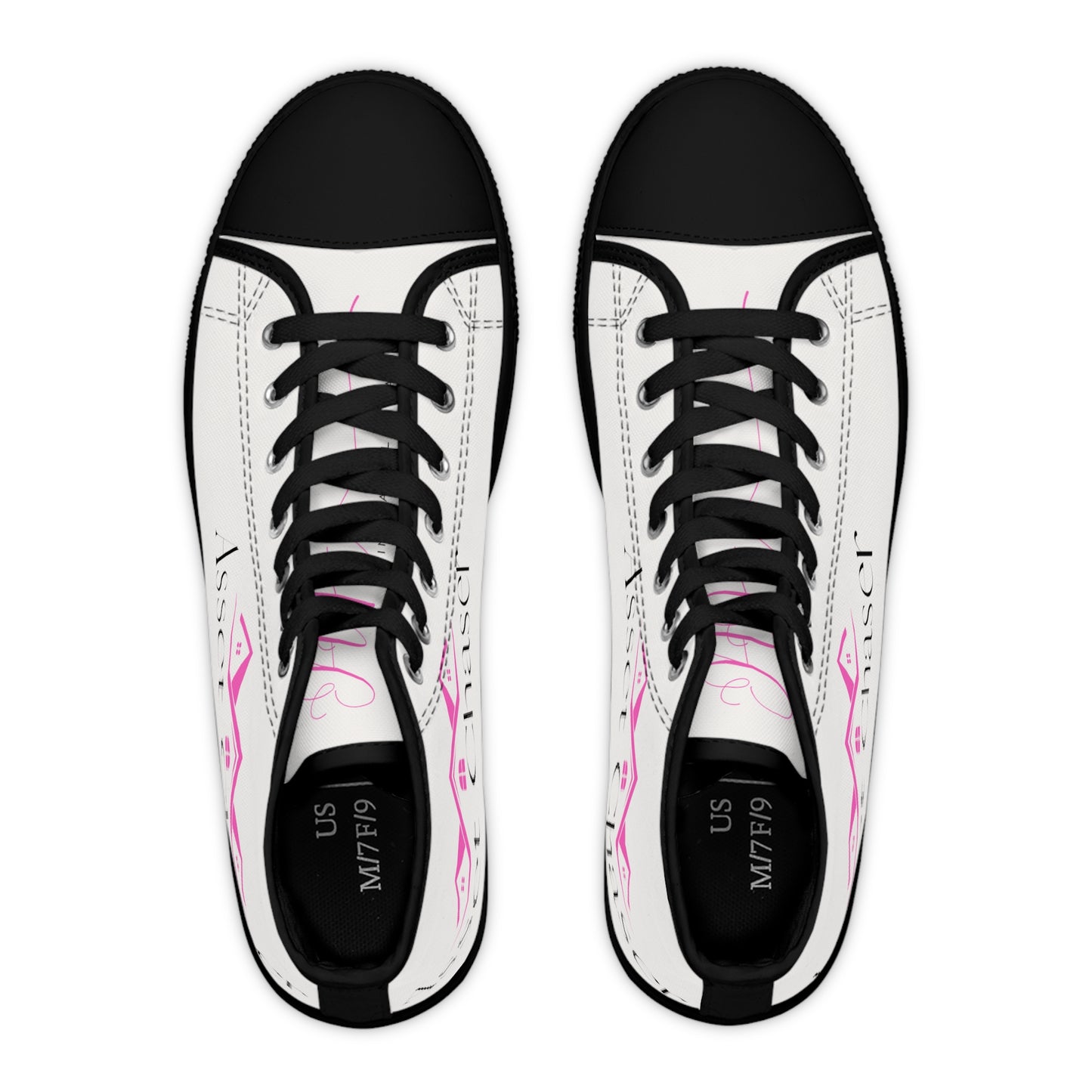 Women's High Top Sneakers (White/Pink/Black)