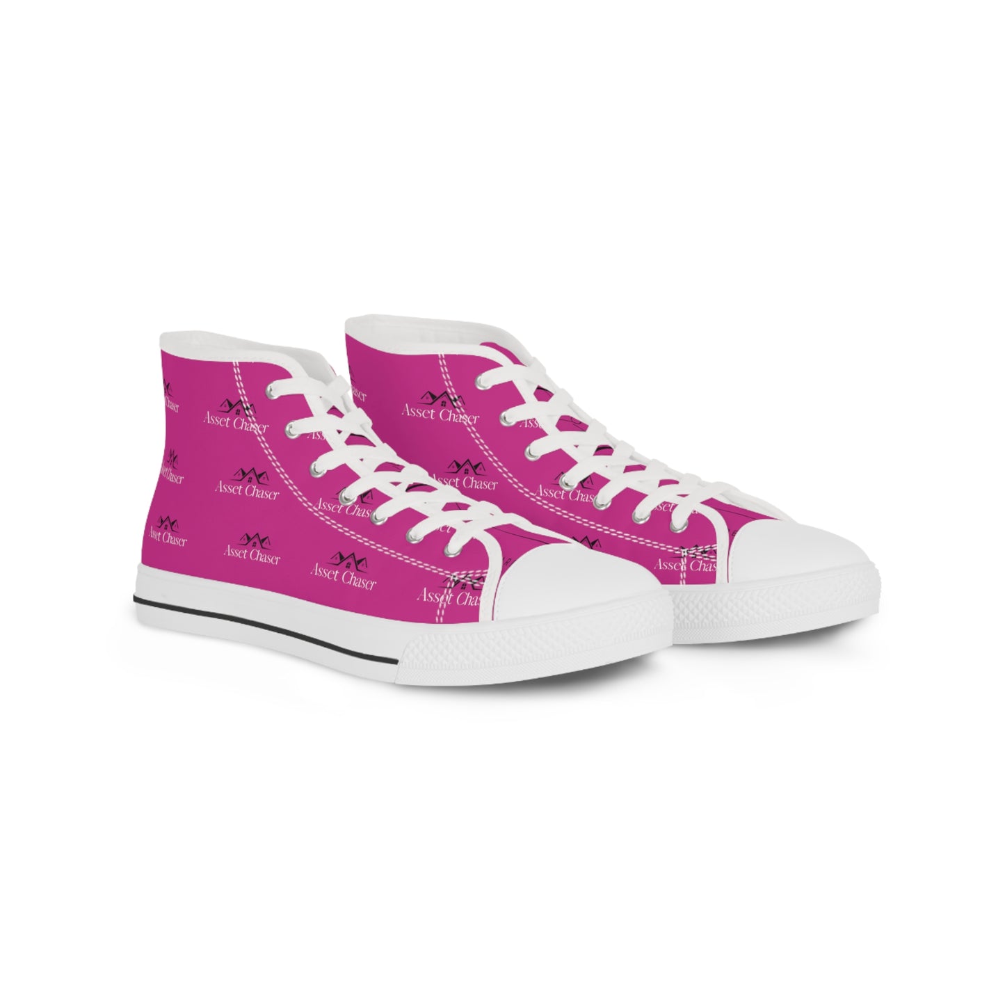 Men's High Top Sneakers (Pink/Black Print)