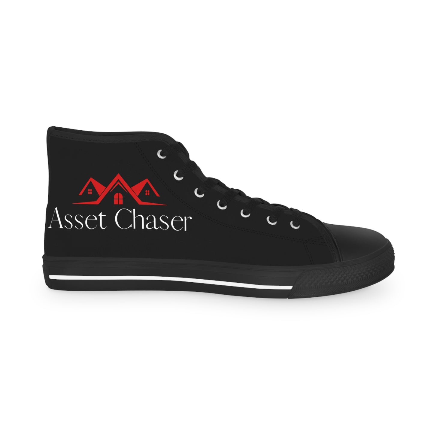 Asset Chasers- Men's High Top Sneakers (Black/Red/White)