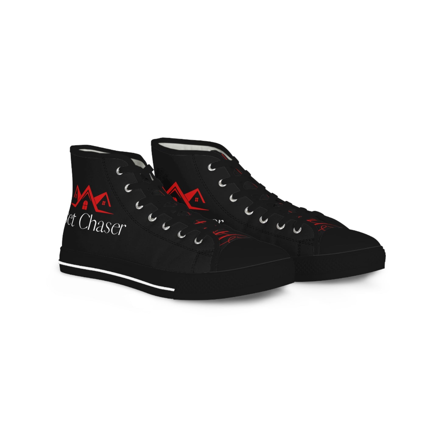 Asset Chasers- Men's High Top Sneakers (Black/Red/White)