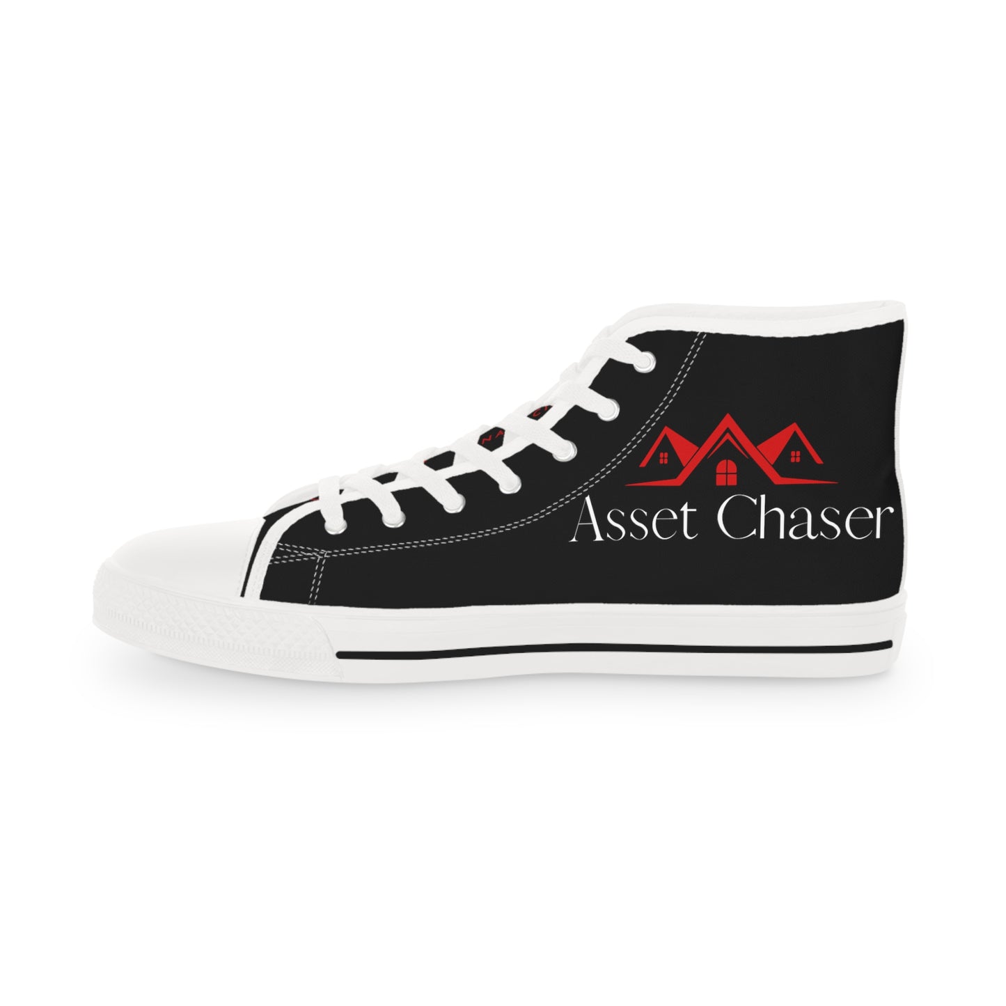 Asset Chasers- Men's High Top Sneakers (Black/Red/White)