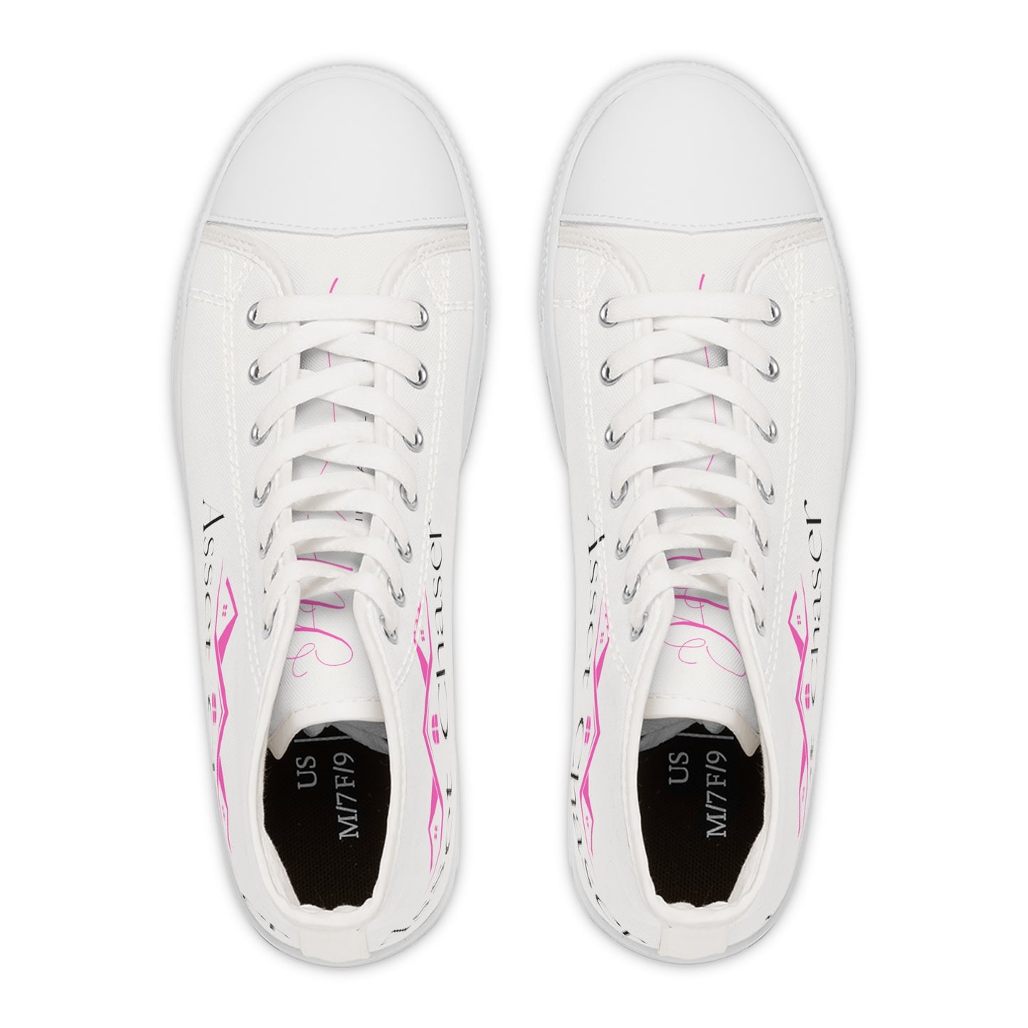 Women's High Top Sneakers (White/Pink/Black)