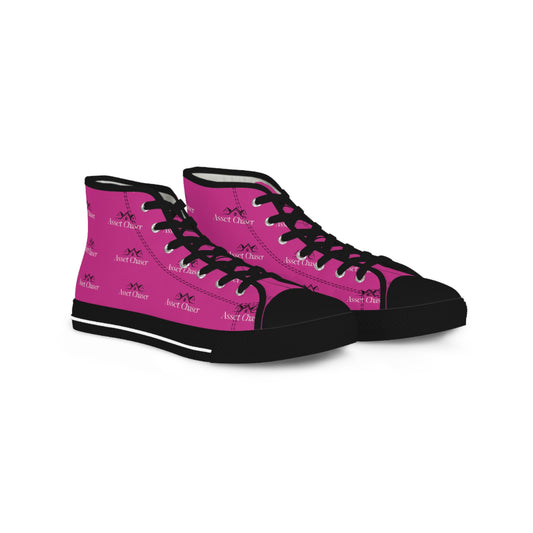 Men's High Top Sneakers (Pink/Black Print)