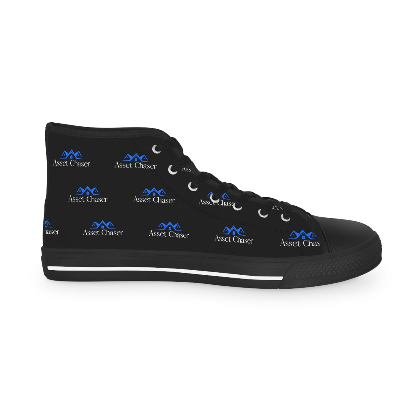 Men's High Top Sneakers (Blue/Black Print)