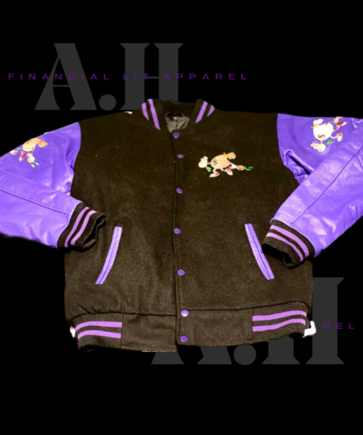 Varsity Jacket-Purple/Black (Slim Fit)