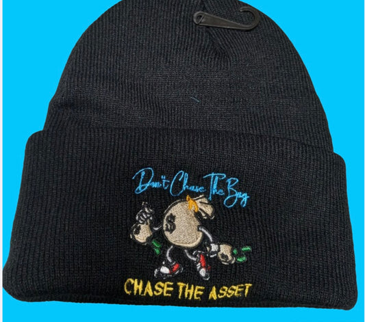 Don't Chase The Bag (Money Bag) Beenie-Black/Blue