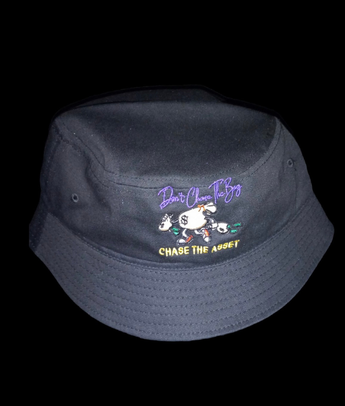 Don't Chase The Bag-Black/Purple Bucket Hat