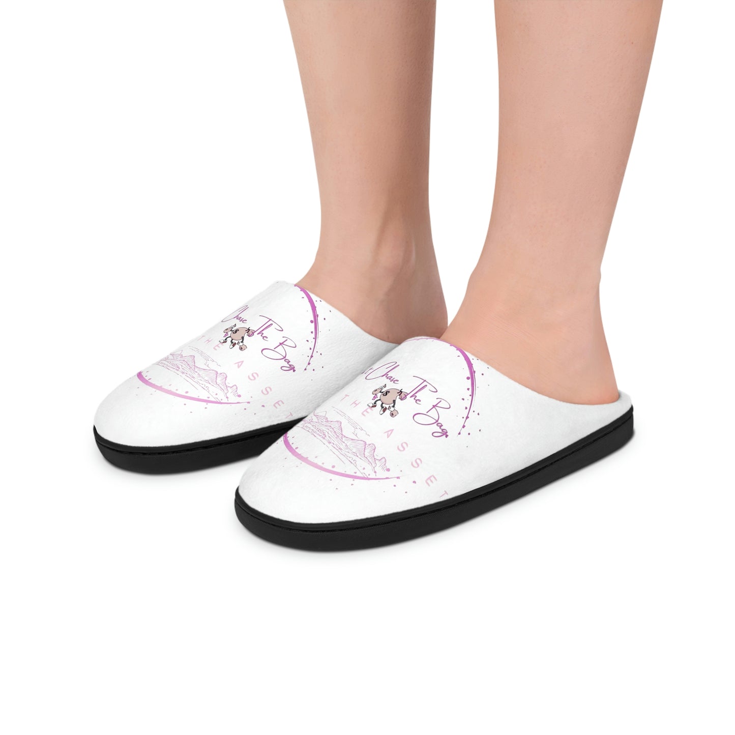 Don't Chase The Bag (White/Pink)-Women's Indoor Slippers